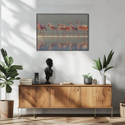  Flamingo Wall Artwork In White Floating Frame