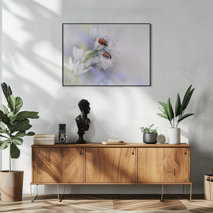 Artwork Ladybirds48X36inches- White Frame