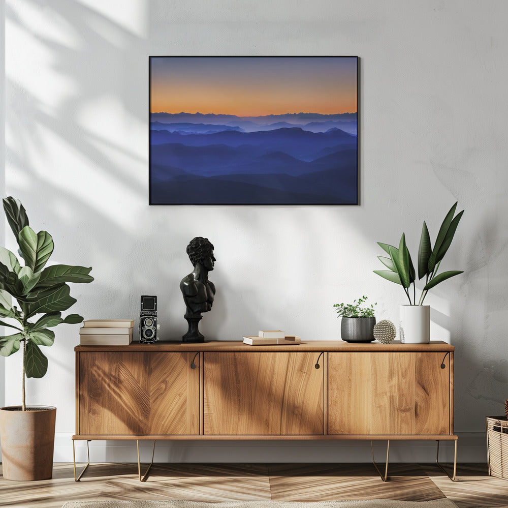 Artwork Misty Mountains48X36inches- White Frame