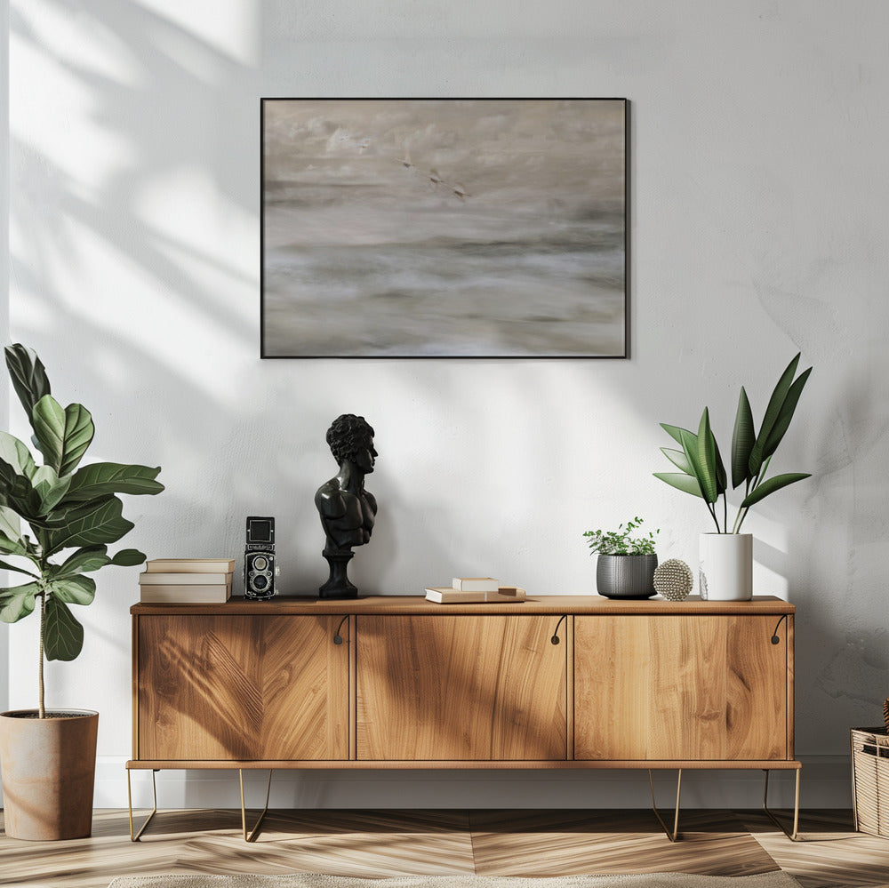 Artwork- Swans over sea-48X36inches-Gallery Wrapped (Ready to Hang)
