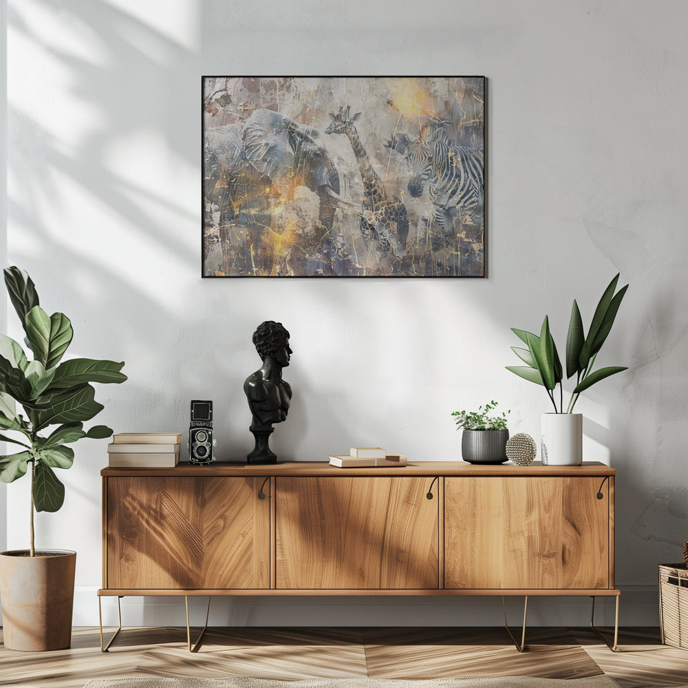  African Art Illustration Wallart 114 Wall Artwork In White Floating Fame