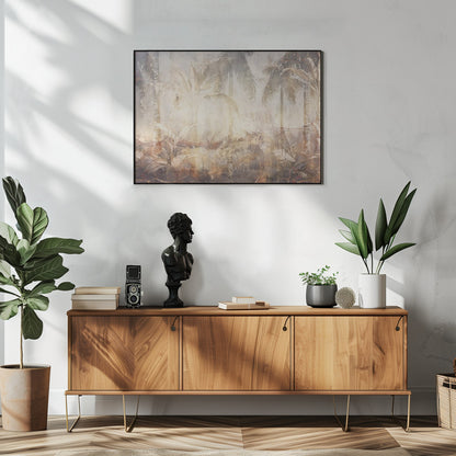  Jungle Leaves Art Illustration Wallart 45 Wall Artwork In White Floating Frame