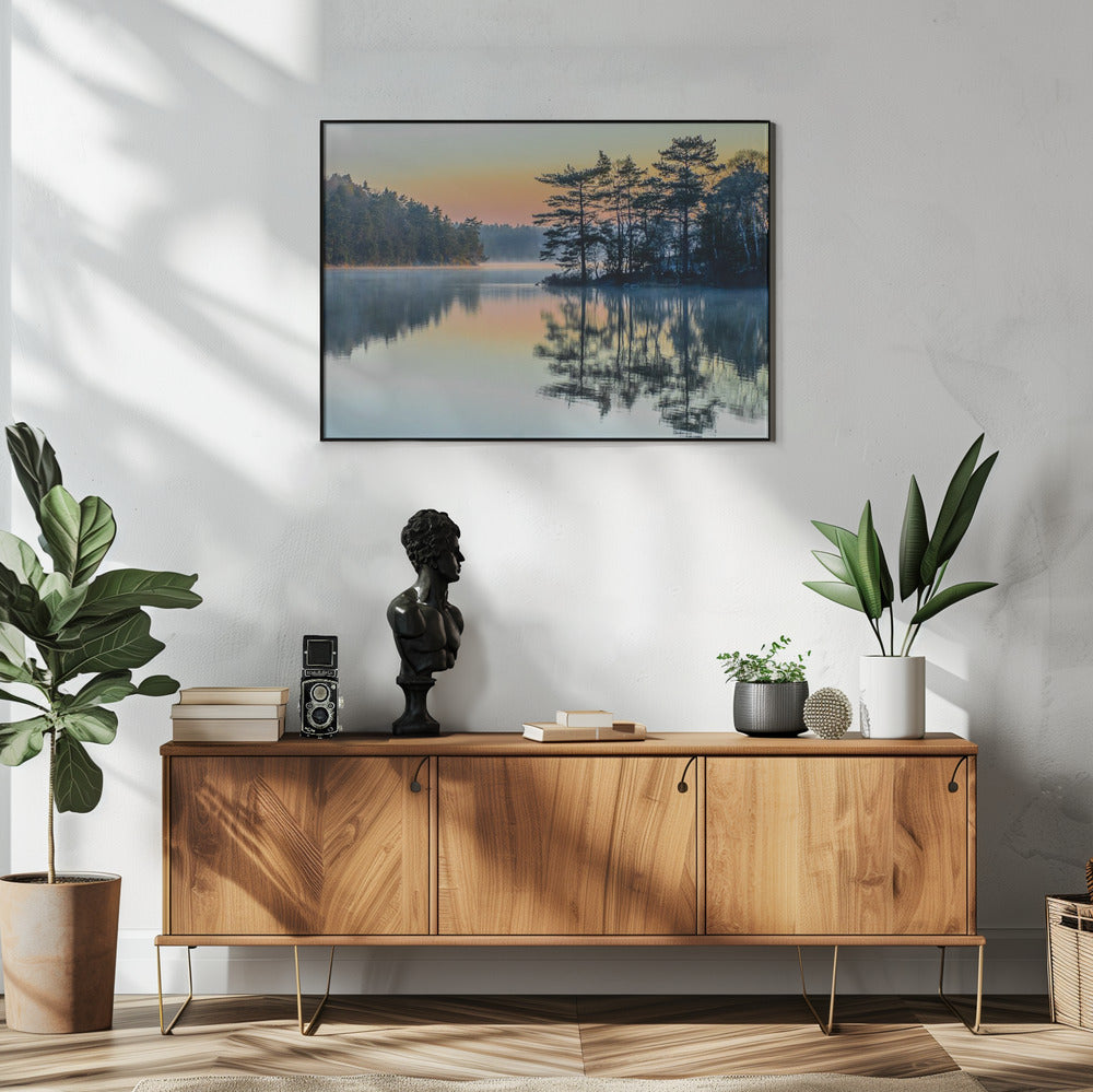 Artwork Before people wake48X36inches- White Frame