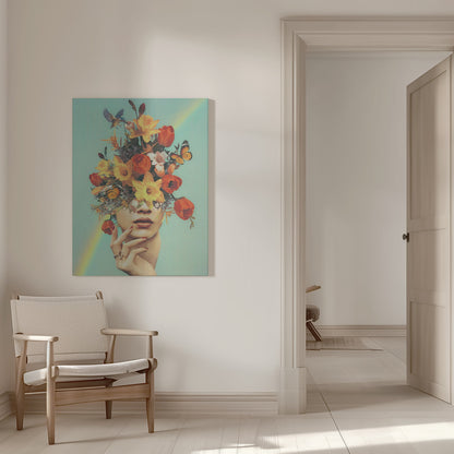 Wall art Baby's in bloom - Rainbow, flowers, birds &amp; butterflies