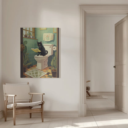 canvas prints Toilet Cat16X20inches- White Frame
