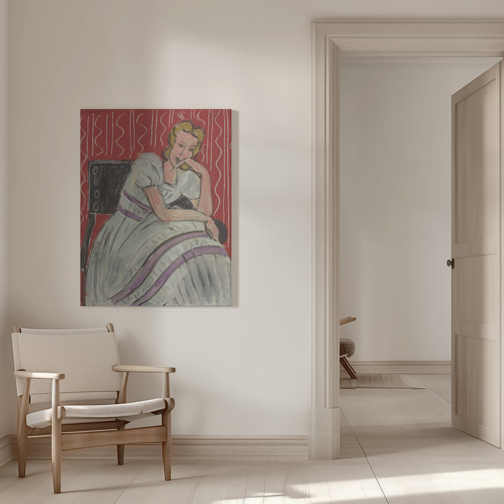 Artwork  Jeune Femme Assise En Robe Grise -inches