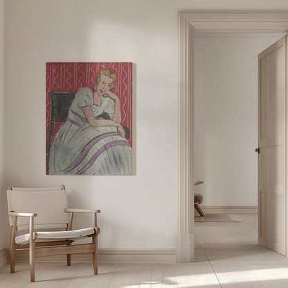 Artwork  Jeune Femme Assise En Robe Grise -inches