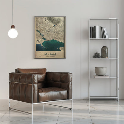Wall art Montreal map-16X20inches-In Black Floating Frame