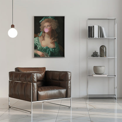 Artwork Madame Bubble-Gum16X20inches- Black Frame