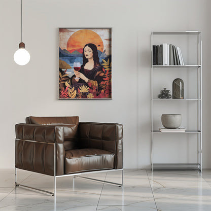 canvas prints Mona Lisa Chill Out  Watercolor Digital Painting16X20inches- Black Frame