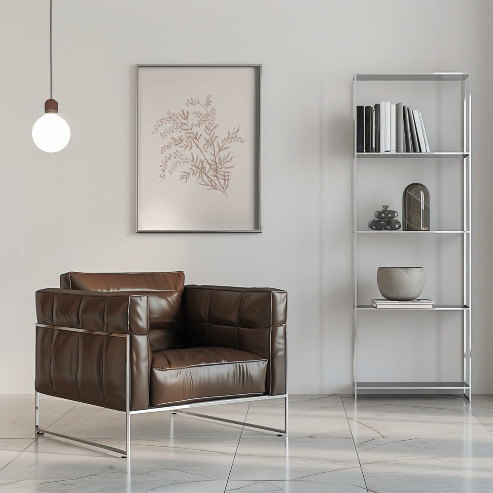 Artwork- Acacia Botanical Branch-36X48inches-In Black Floating Frame