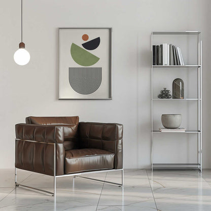 Wall art Geometric Shapes in Green Black and Orange