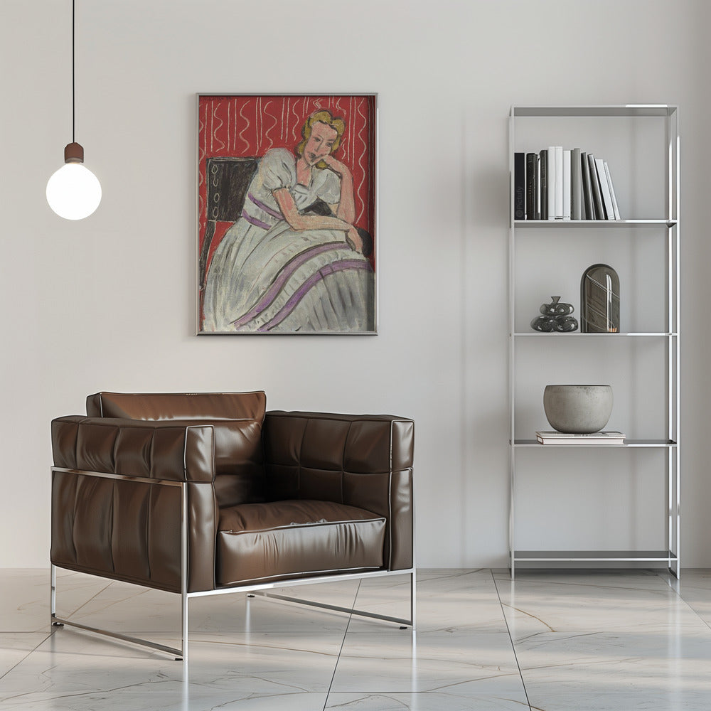 Artwork  Jeune Femme Assise En Robe Grise -inches
