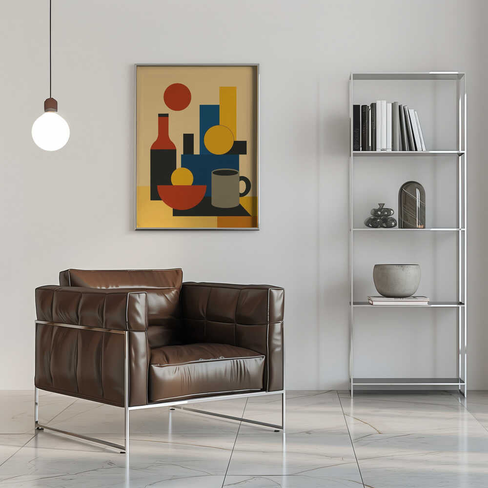 Wall art Geometric Still Life with Bottle 02