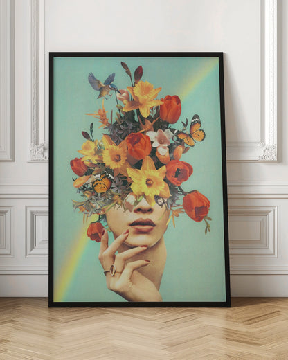 Wall art Baby's in bloom - Rainbow, flowers, birds &amp; butterflies