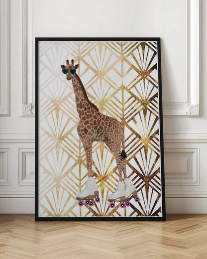 Wall art Giraffe Rollerskates Art Deco