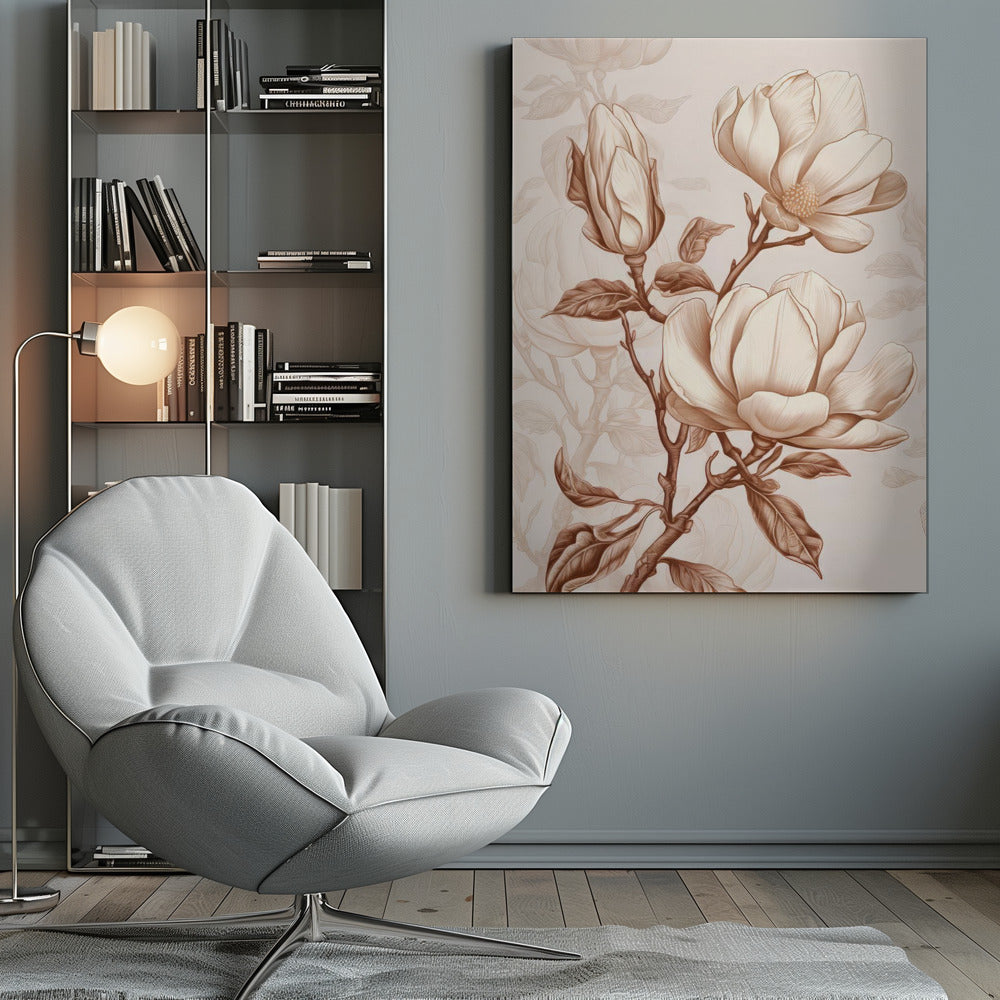 Beige Flowers 1 Wall Artwork 0