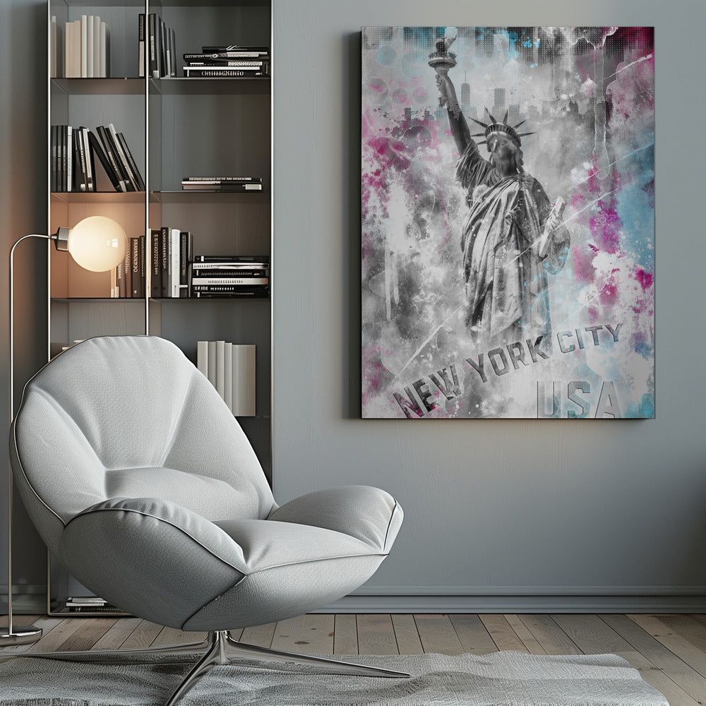 Artwork POP ART Statue of Liberty - Splashesinches- 