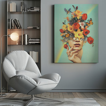 Wall art Baby's in bloom - Rainbow, flowers, birds &amp; butterflies