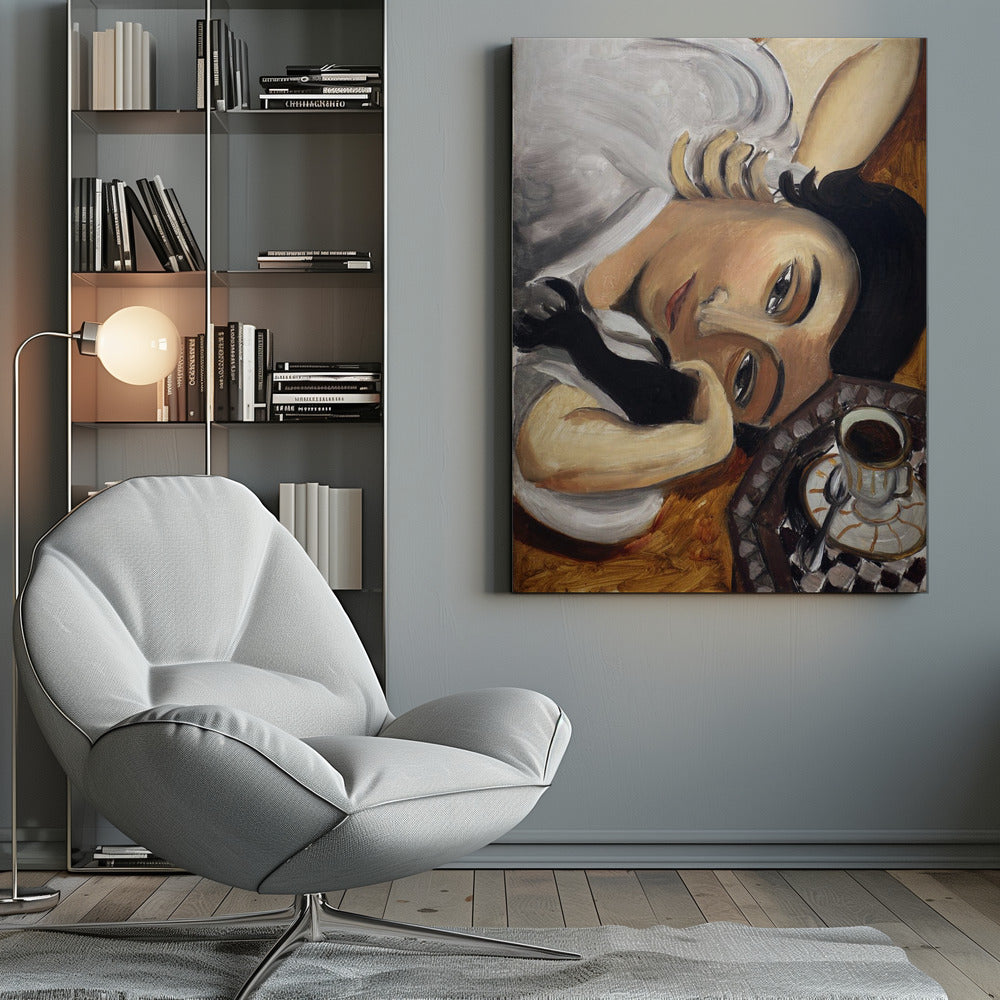 Artwork  Lorette Con Una Tazza Di Caffe 1916 36X48-inches