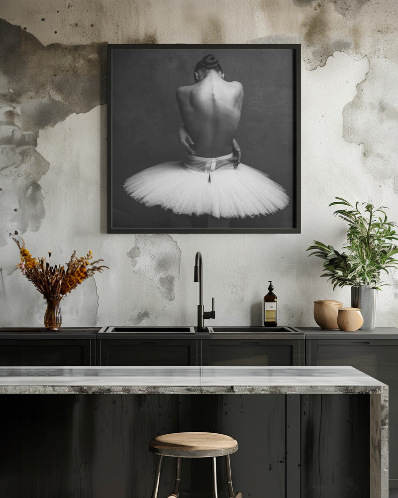 Artwork- ballerina's back 4-24X24inches-In White Floating Frame