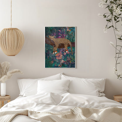 Wall art Tropical Floral Jungle - Leopard wearing shoes