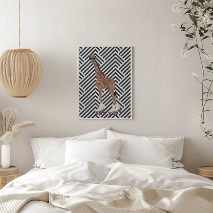 Wall art Giraffe Rollerskates retro
