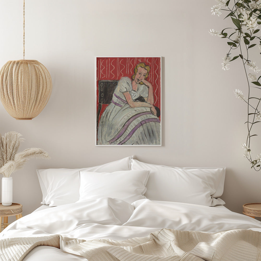 Artwork  Jeune Femme Assise En Robe Grise 16X20-inches