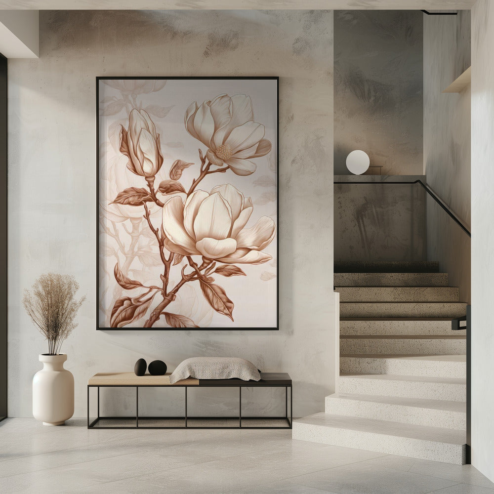  Beige Flowers 1 Wall Artwork 0