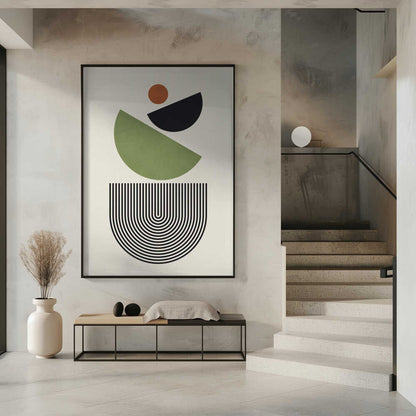 Wall art Geometric Shapes in Green Black and Orange