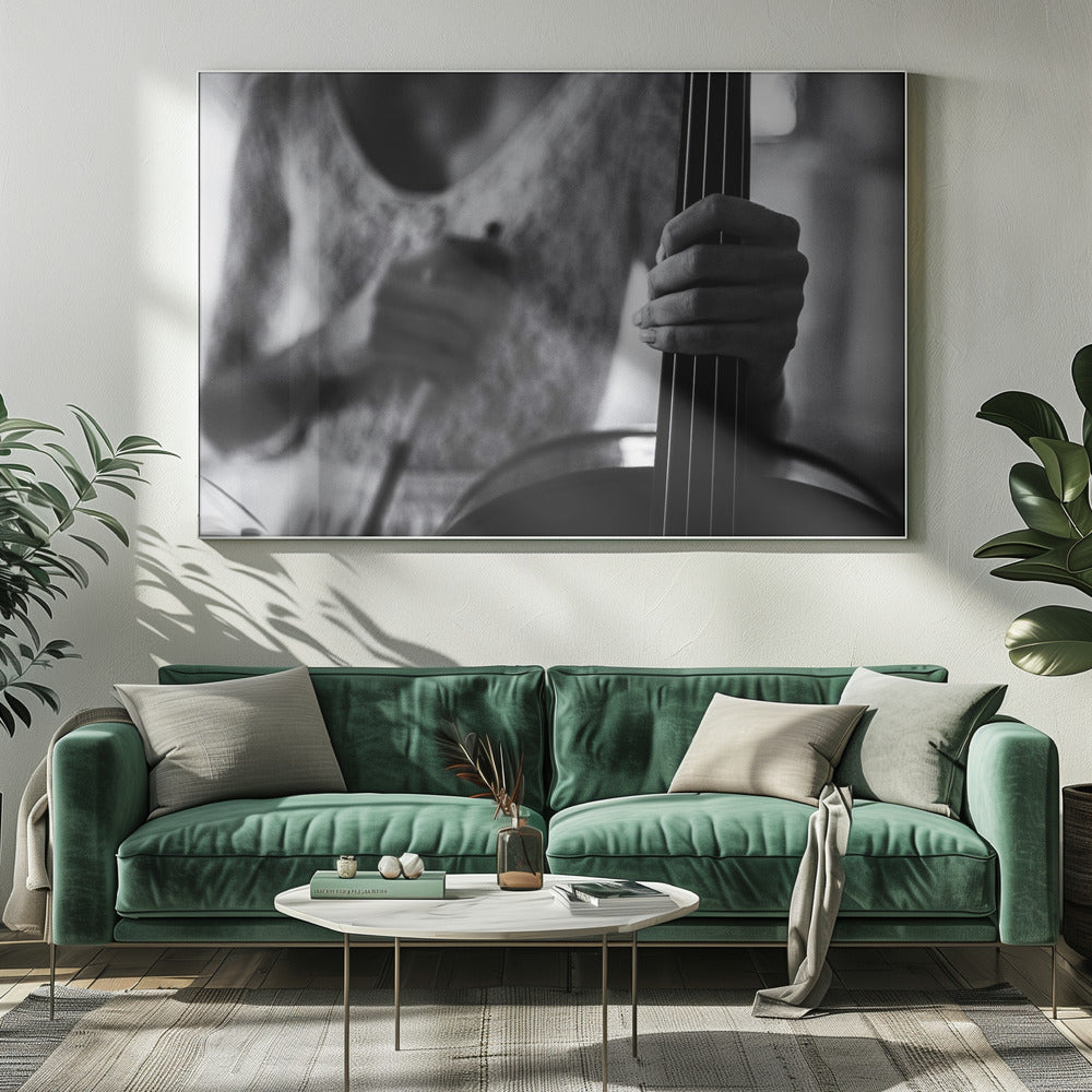 Artwork- break for the cello-48X36inches-In Black Floating Frame