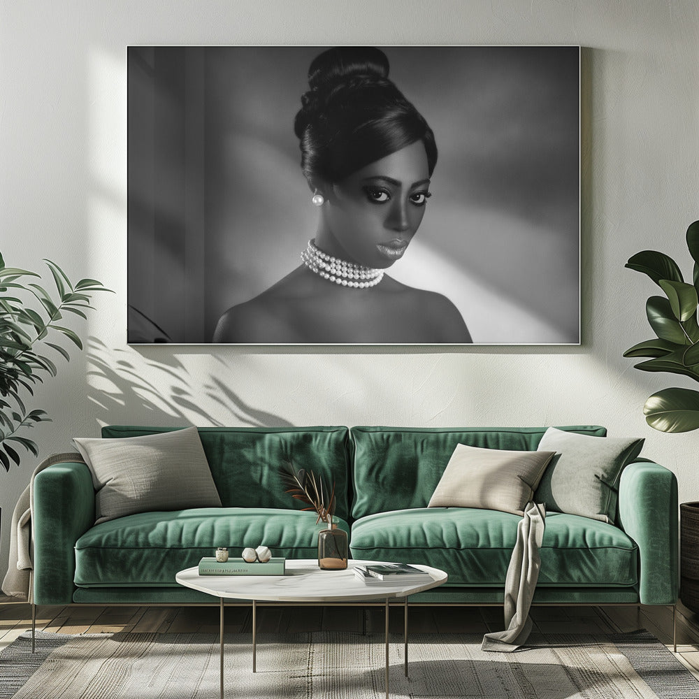 Artwork- The white pearls-48X36inches-In Black Floating Frame