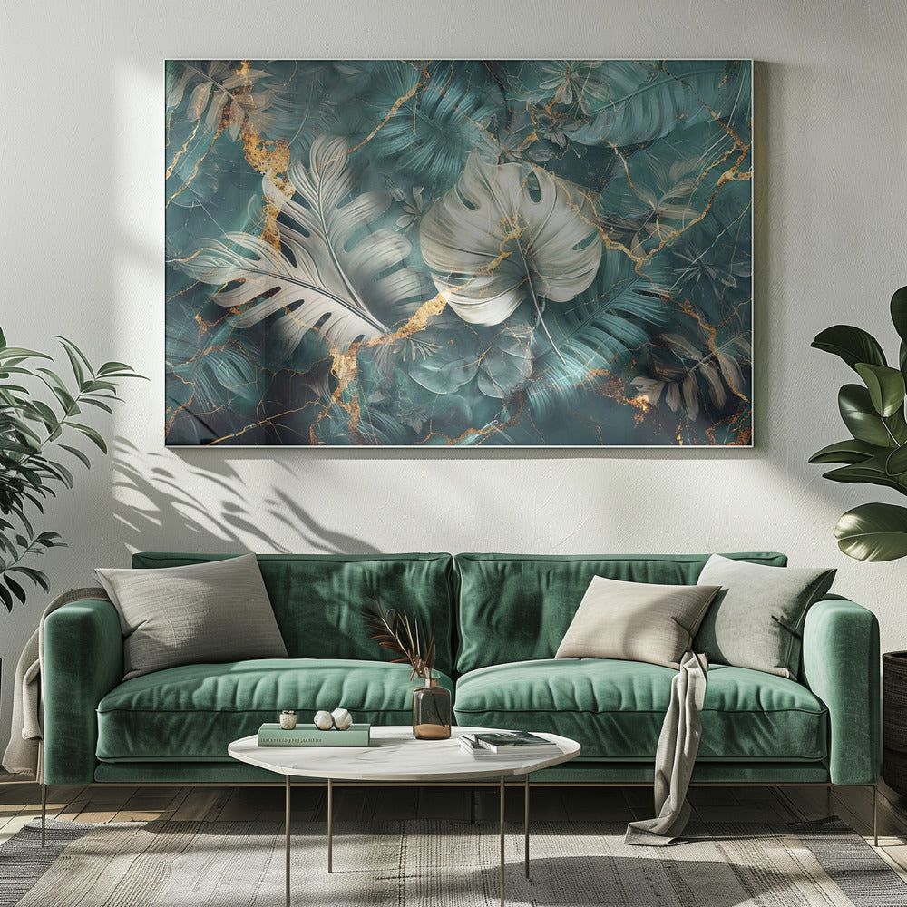 Artwork Jungle Leaves Art Illustration Wallart 2820X16inches- Unframed