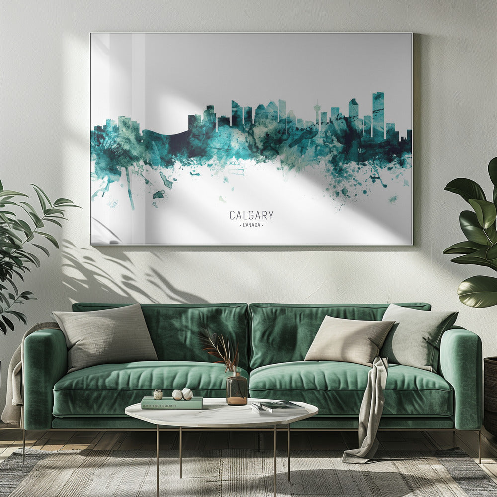 Wall art Calgary Canada Skyline-20X16inches-Gallery Wrapped (Ready to Hang)