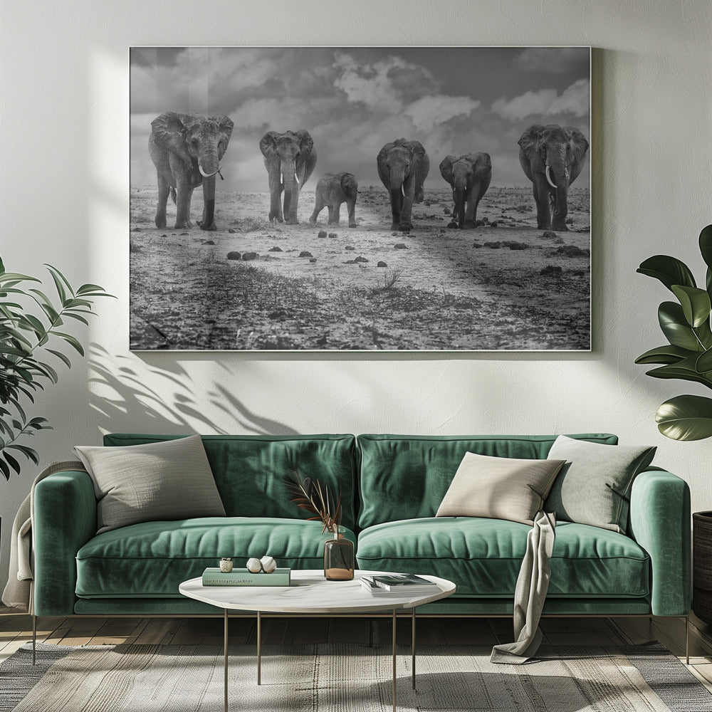 Artwork Big Family. Elephants20X16inches- Unframed