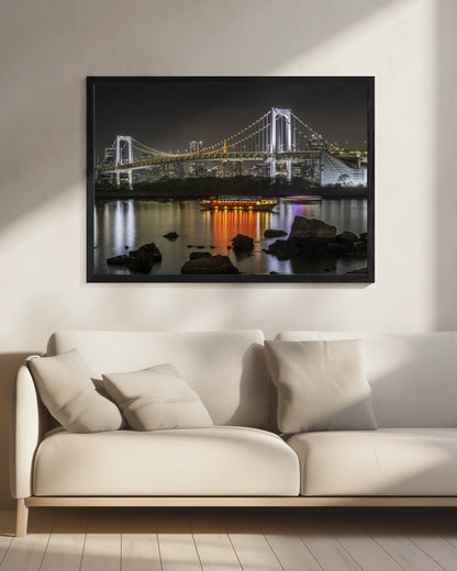  Striking Rainbow Bridge with Tokyo Skyline in the evening - Panorama Wall Artwork 0