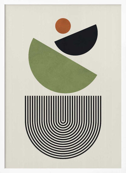 Wall art Geometric Shapes in Green Black and Orange