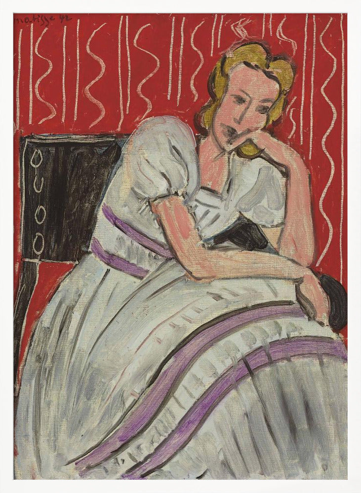Artwork  Jeune Femme Assise En Robe Grise 36X48-inches