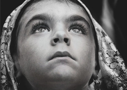 Artwork- Girl with Sardinian traditional veil-20X16inches-In Black Floating Frame