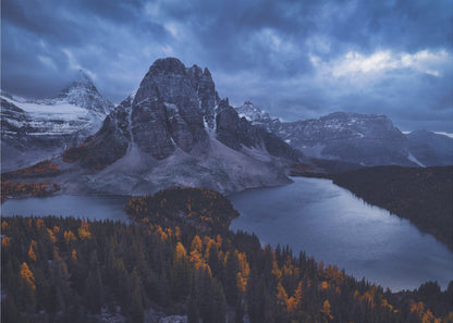 Wall art Mt Assiniboine: Amidst A Snow Storm-36X24inches-In White Floating Frame