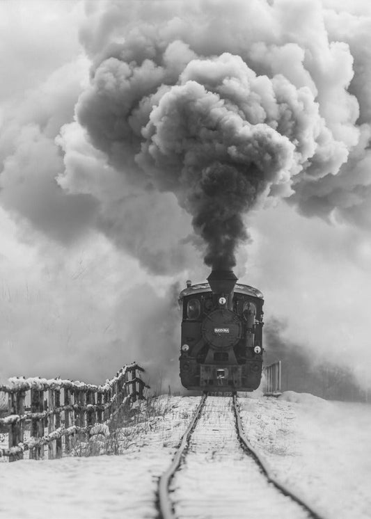 Artwork- Old train-16X20inches-In Black Floating Frame