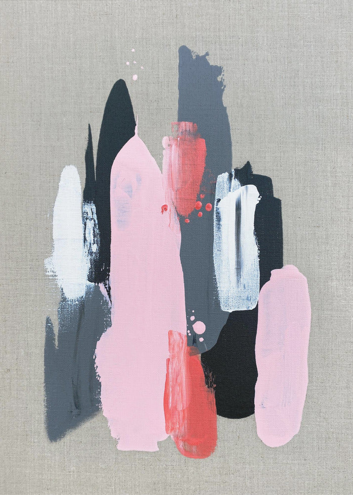  Pink Black and Grey 1 Wall Artwork In Black Floating Frame