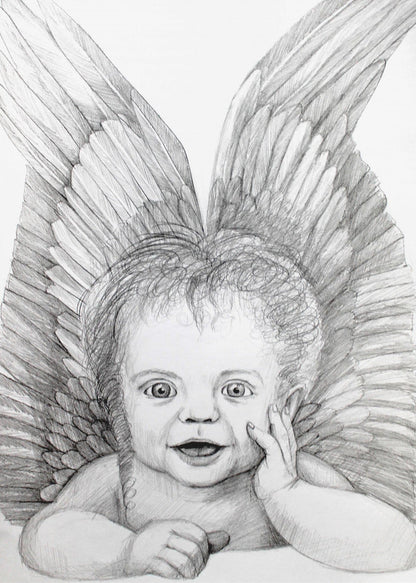 canvas prints Cherubic Baby Angel24X36inches- Black Frame