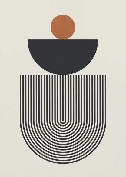 Wall art Geometric Shapes with a Black Semicircle