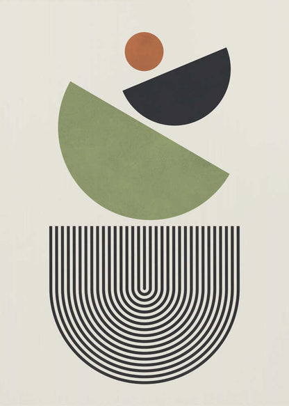 Wall art Geometric Shapes in Green Black and Orange