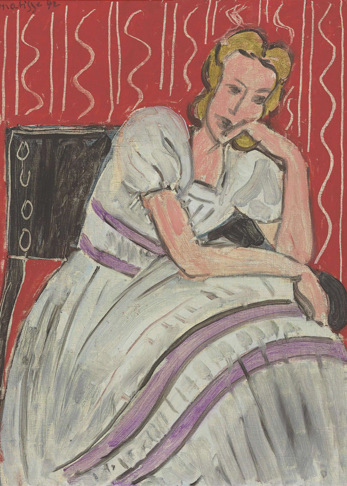 Artwork  Jeune Femme Assise En Robe Grise -inches