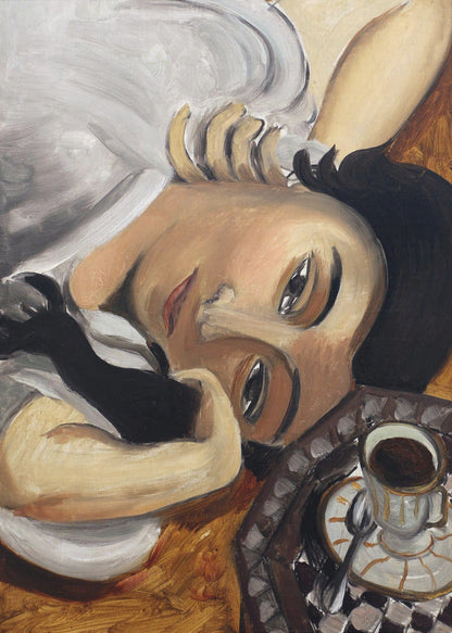 Artwork  Lorette Con Una Tazza Di Caffe 1916 -inches